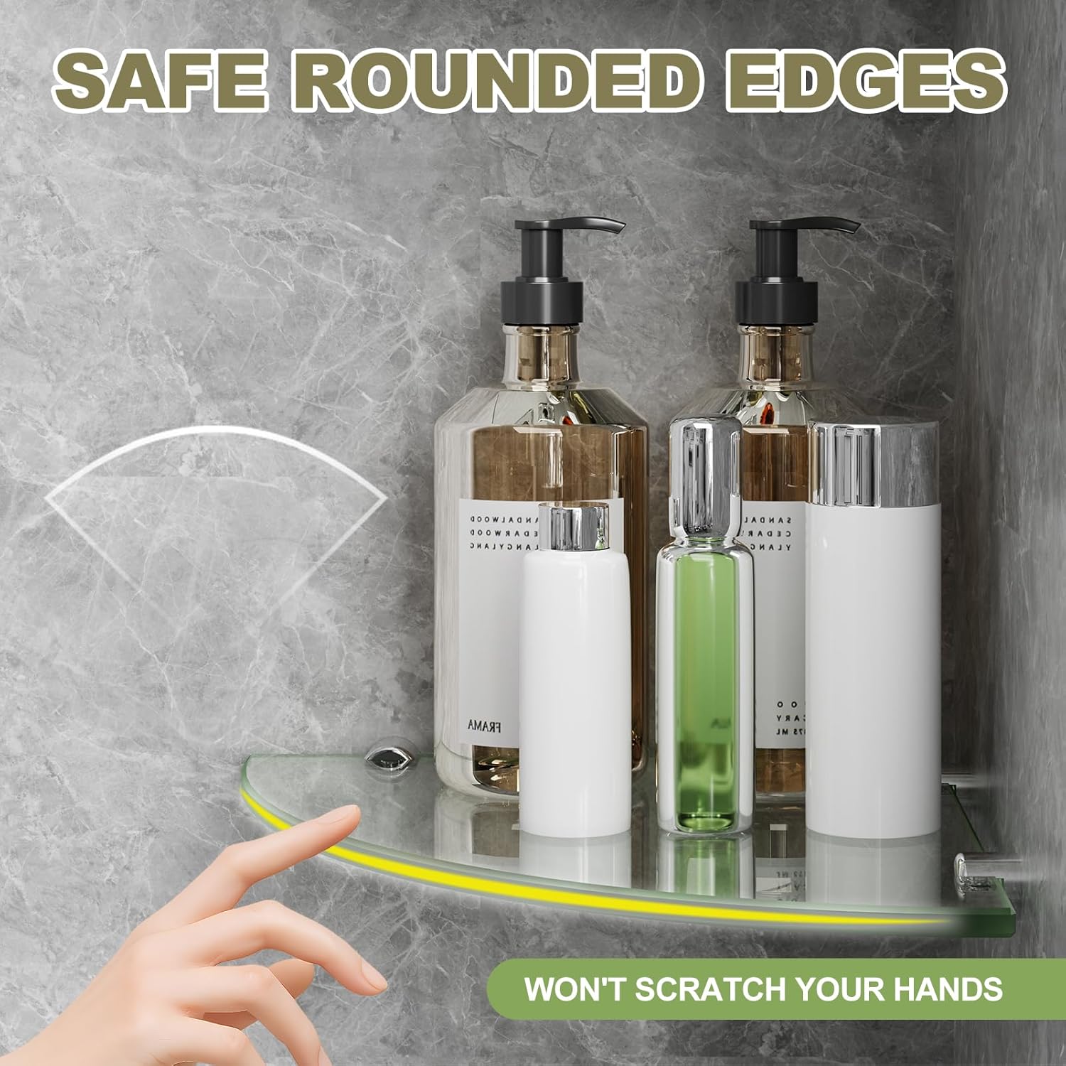 2-Pack Glass Corner Shower Shelves,Wall Shelf Bathroom for Storage,5/16" Tempered Glass,Shower Caddy Organizer,Shelf Holder for Wall Corner, Bathroom, Living Room