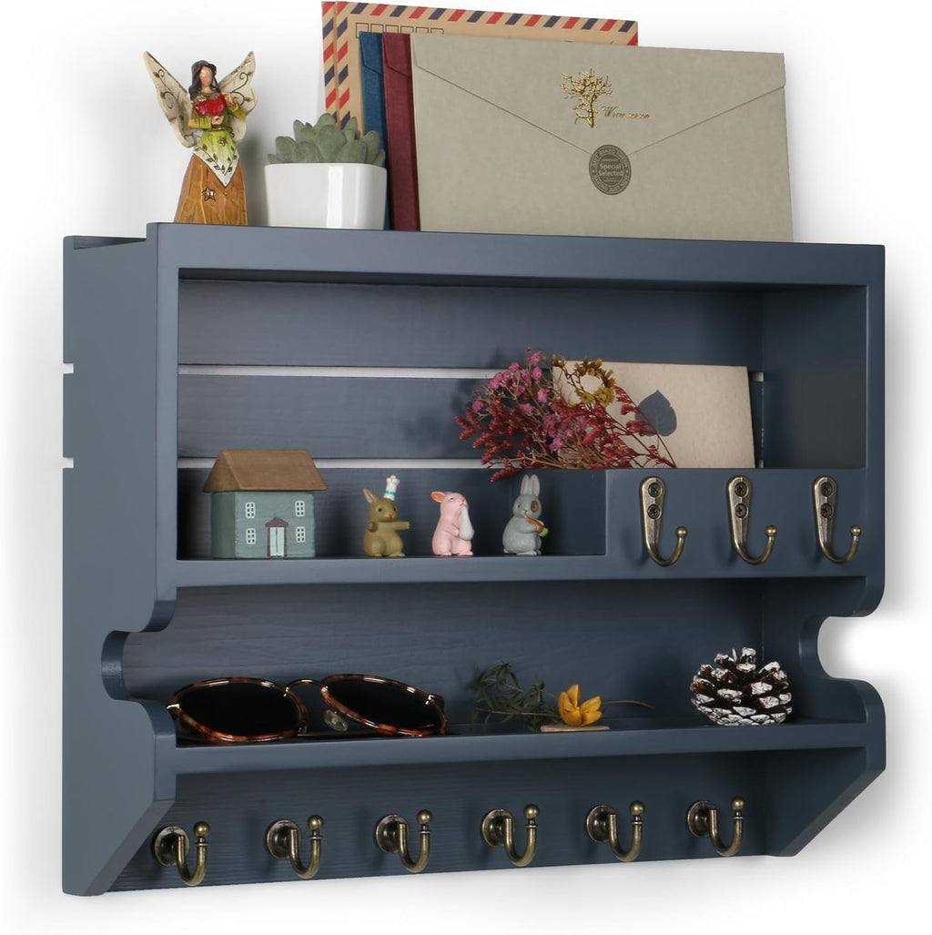 Innovation Key Holder for Wall, Mail Organizer with Key Hooks, Keys Holder on Wall, Gray