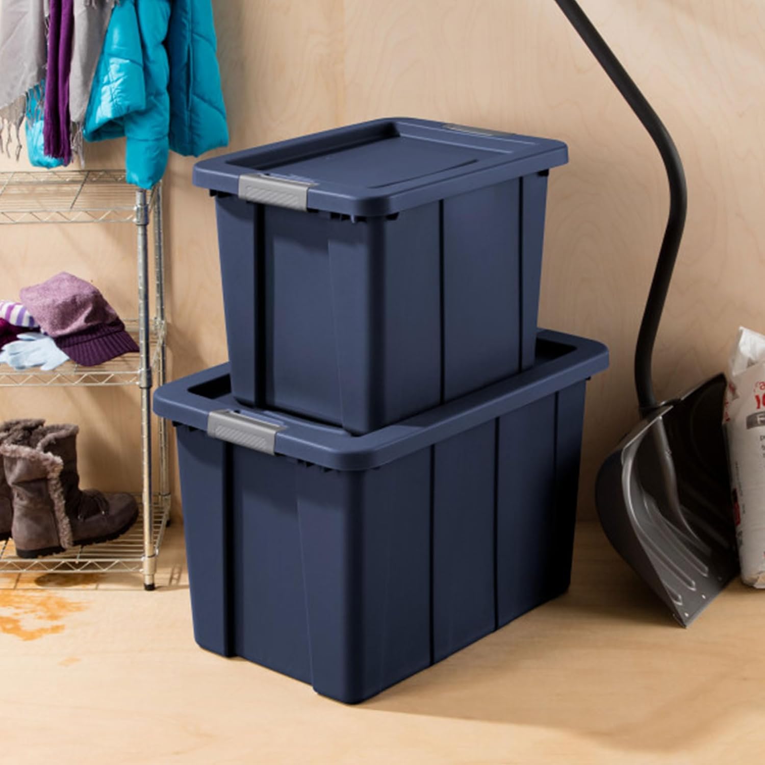 Sterilite 18-Pack Storage Bins with Lids, Heavy Duty Totes, Tuff1, 18 Gallon, Dark Indigo
