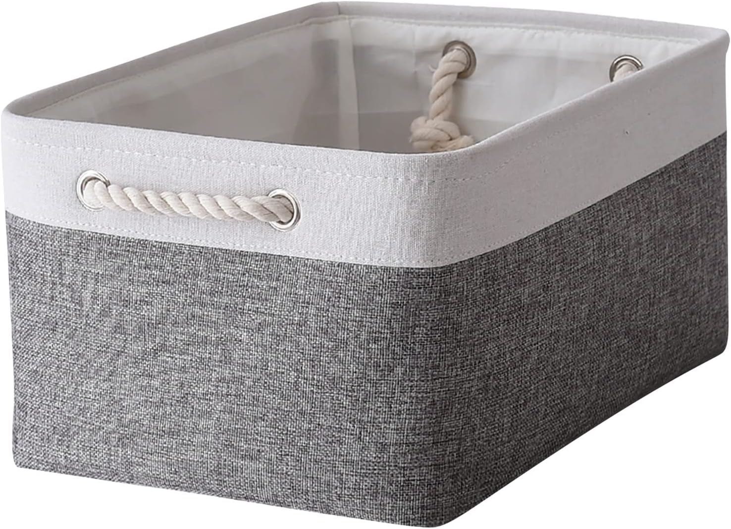 TheWarmHome Organization and Storage Basket for Organizing- 16x12x8 inch 1 Pack Fabric Storage Cubes, Collapsible Storage Bins for Shelves Organizer Gift Closet Cloth Toy (White & Grey)