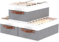 OUTBROS Storage Bins, Foldable Storage Baskets for Organizing, Fabric Storage Boxes With Handles,For bedrooms, living rooms, Shelves, Gray/White, 16.1x6.5x9.8 inch, 3-Pack