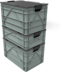 SIDIO CRATE Pro Pack - Two Full Size and One Half Size Heavy Duty Stackable Storage Bins, Totes and Containers with Lids and Dividers - Durable Organizer for Home, Office, Garage, and Outdoor Use