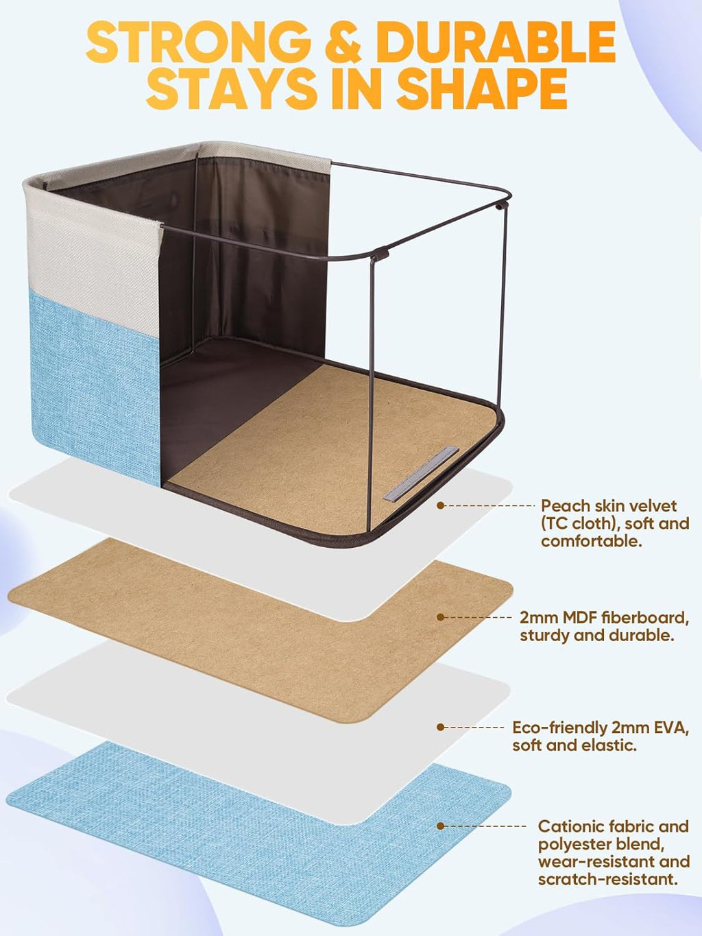 BALEINE 1 Pack Fabric Storage Bins for Shelves, Linen Storage Baskets for Organizing, Decorative Closet Bins for Clothes, Home (Green, 17''x13''x10.5'')