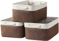 Large Storage Baskets for Shelves, Fabric Baskets for Organizing, Collapsible Storage Bins for Closet, Nursery, Clothes, Home & Office [3-Pack, White&Brown]