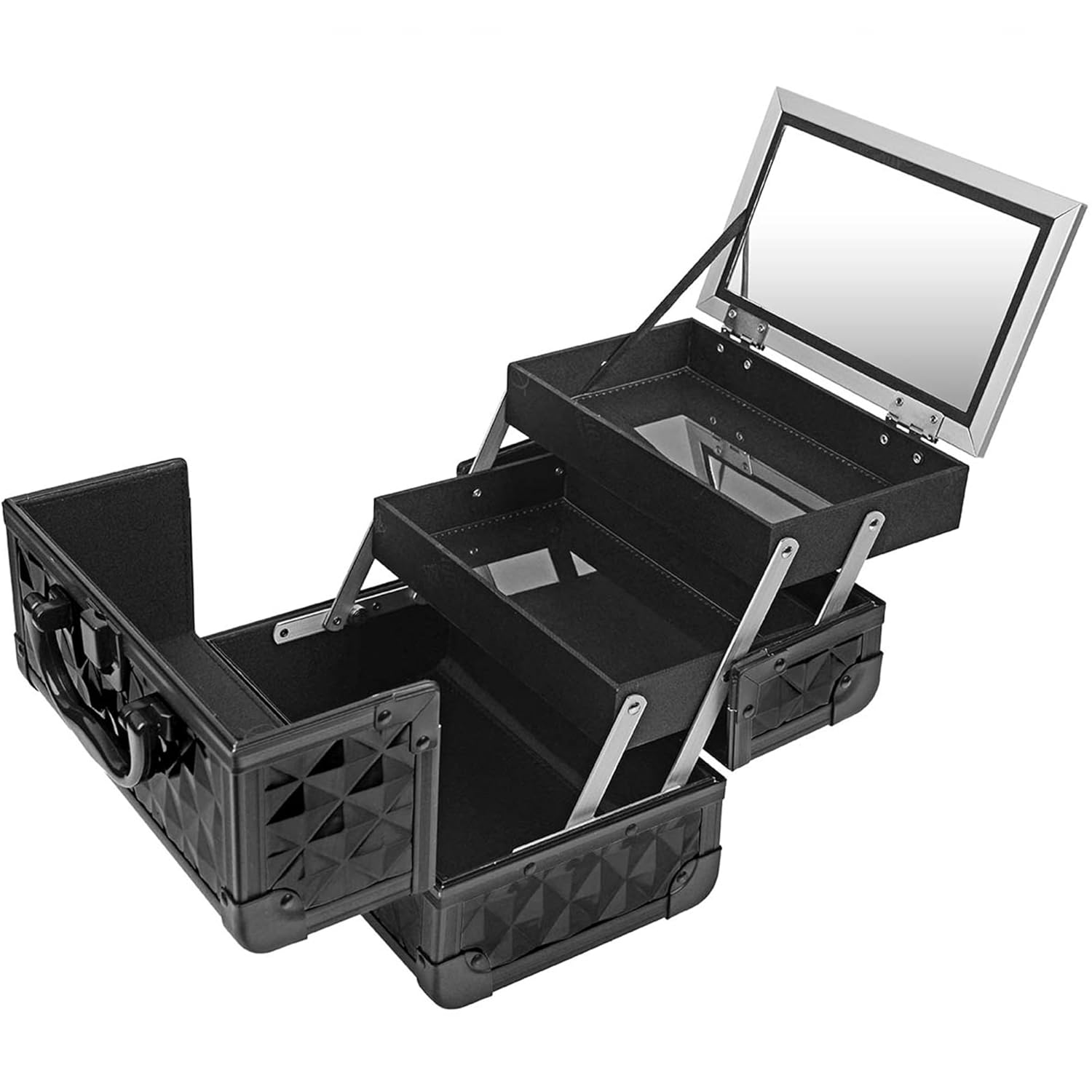 SHANY Chic Makeup Train Case Cosmetic Box Portable Makeup Case Cosmetics Beauty Organizer Jewelry storage with Locks, Multi trays Makeup Storage Box with Makeup Mirror - Twilight