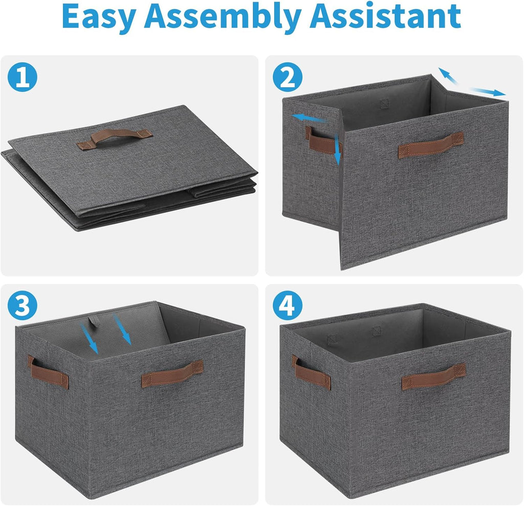 GhvyenntteS Large Fabric Storage Bins 6 Pack, 15x11x9.6 Inch Storage Baskets for Shelves, Foldable Closet Storage Bins for Shelves, Closet Organizers and Storage Boxes, Gray