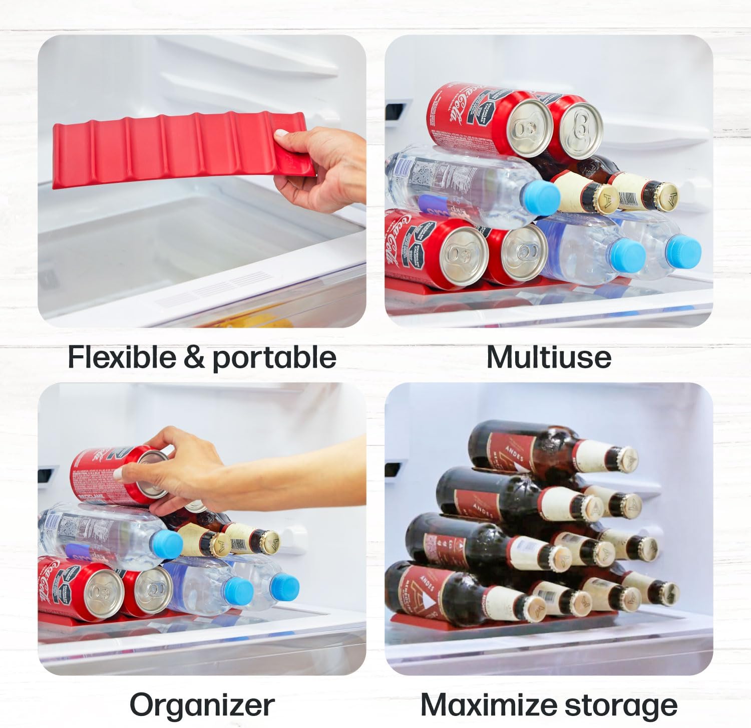 Cooks Innovations 2-Pack Drink Organizer for Fridge, Soda Can Refrigerator Organizers and Storage, Beer-Wine-Water Bottle Holder, Fridge Monkey - Durable Non-Slip&Roll