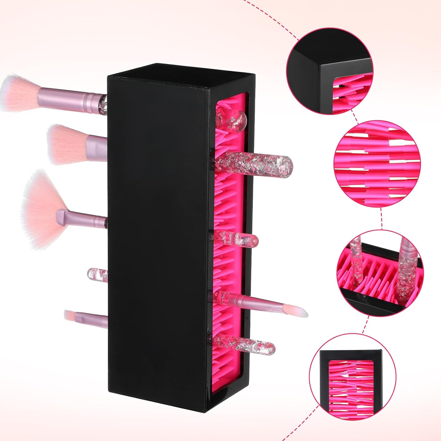 4 Pcs Makeup Brushes Holder Organizer, Silicone Vanity Air Drying Rack Display Storage for Brush, Eyeliners and More, Practical Cosmetic Tools Container