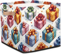 TropicalLife 13x13x13 Inch Large Fabric Storage Cube Holiday Gifts Box Pattern Foldable Storage Bin with Handles Organizer Boxes Cube Basket for Shelves Organizing Closet