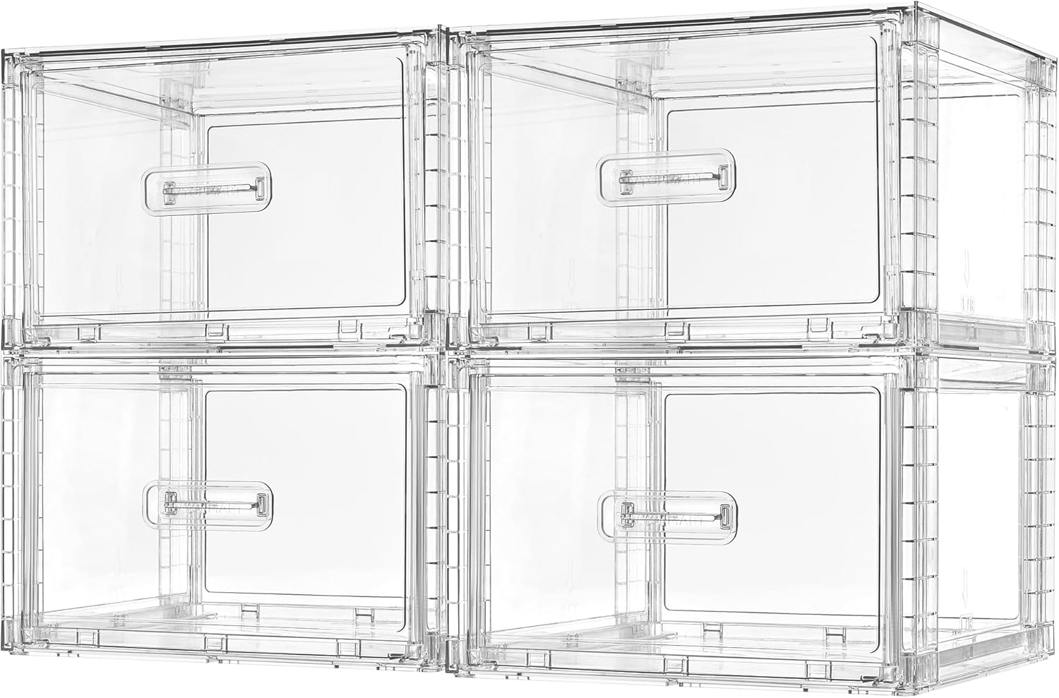 Vtopmart 4 Pack 18QT Clear Stackable Storage Drawers,Easily Assemble Closet Organizers,Plastic Storage Bins for Bathroom,Cabinet,Kitchen Pantry,Under Sink Organization(Medium)