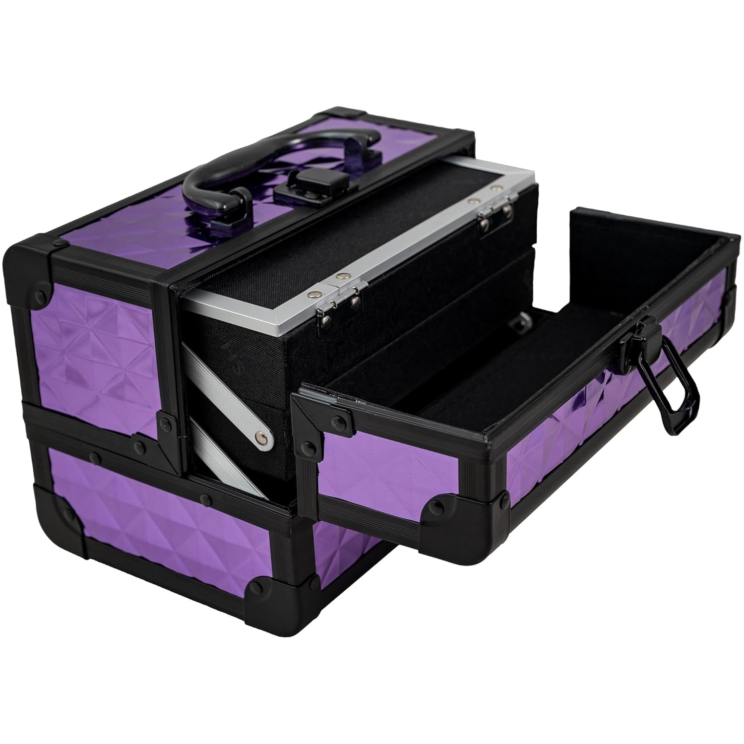 SHANY Chic Makeup Train Case Cosmetic Box Portable Makeup Case Cosmetics Beauty Organizer Jewelry storage with Locks, Multi trays Makeup Storage Box with Makeup Mirror - Lavender