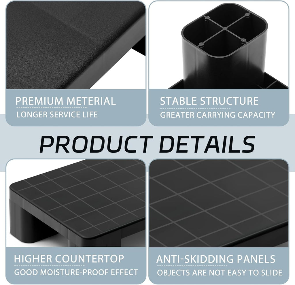 1 Pcs Plastic Pallet for Basement Storage Easy Stack Lightweight Floor Pallet Display Flooring Room Supermarket Christmas, Support up to 2000 Lbs (15.7'' L X 12'' W X 4.7'' H,Black)