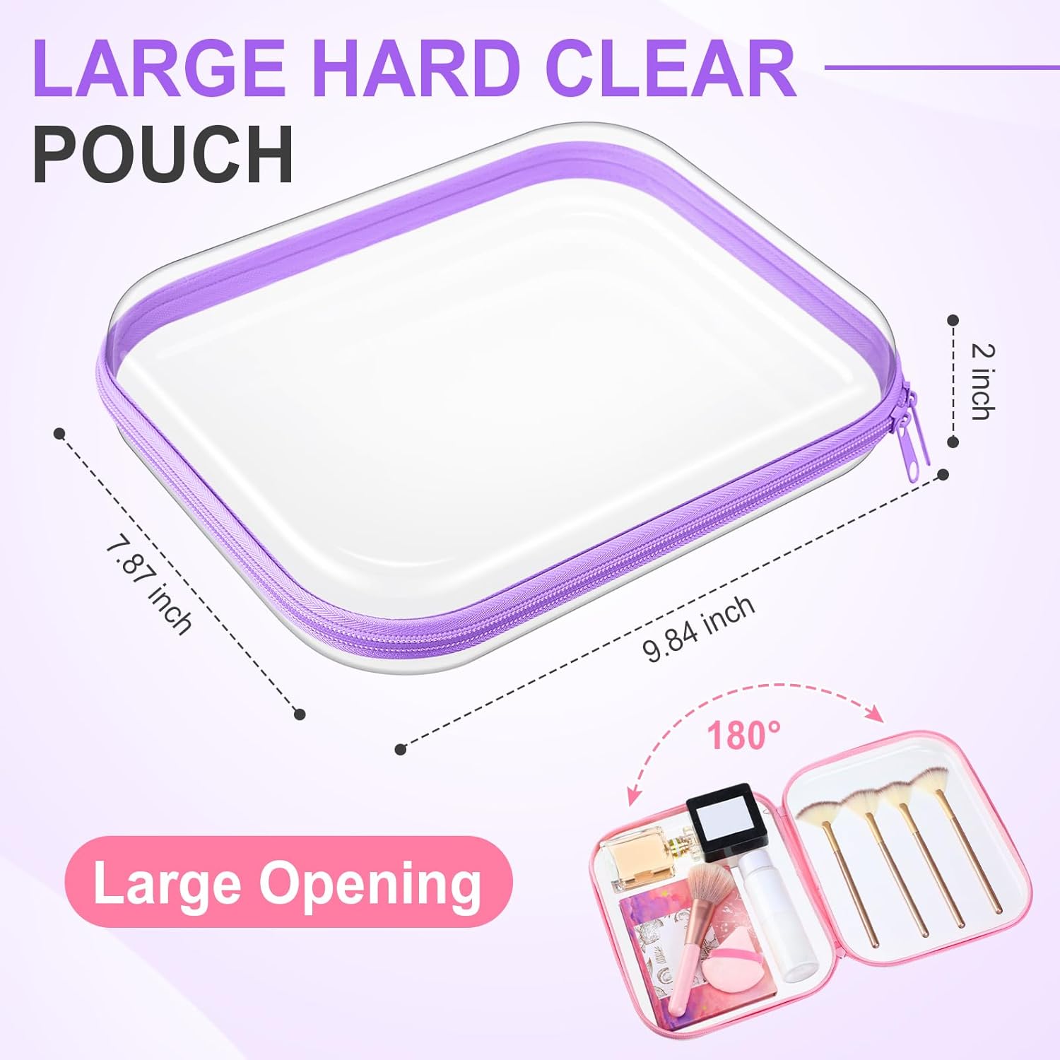 Sanwuta 6 Pcs Clear Hard Zipper Case Hard Plastic Zipper Pouches Transparent Makeup Bag Pencil Pouches for Travel Snacks Christmas Trinket Storage Organizer Box(Colorful,9.84 x 7.87 x 2 Inch)