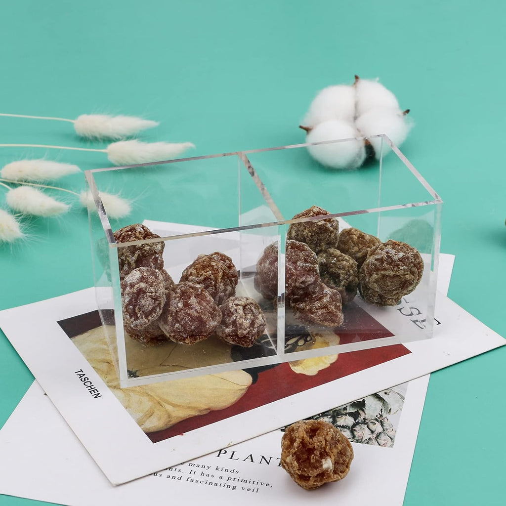 dedoot Acrylic Drawer Organizer, Clear 2 Compartment 2 Section Makeup Organizer Transparent Plastic Makeup Brush Holder Makeup Jewelry Accessories Storage Acrylic Square Cube Box,5x2.5x2.3 Inch