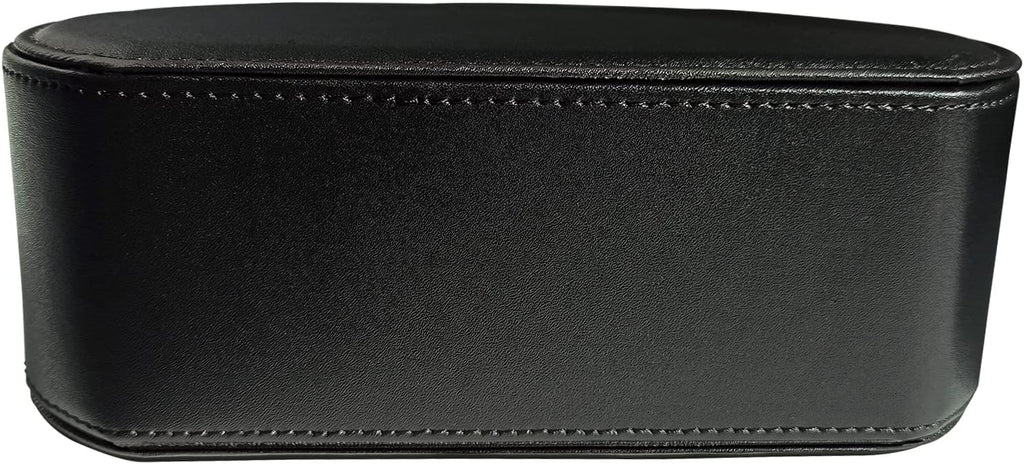 Leather Remote Control Holder with 5 Compartments TV Remote Caddy Storage Box/Tray,Desktop Organizer Store Controller,Glasses,Brush,Media Player,Pen,Space Saver for Bedside Table/Office Desk(Black)