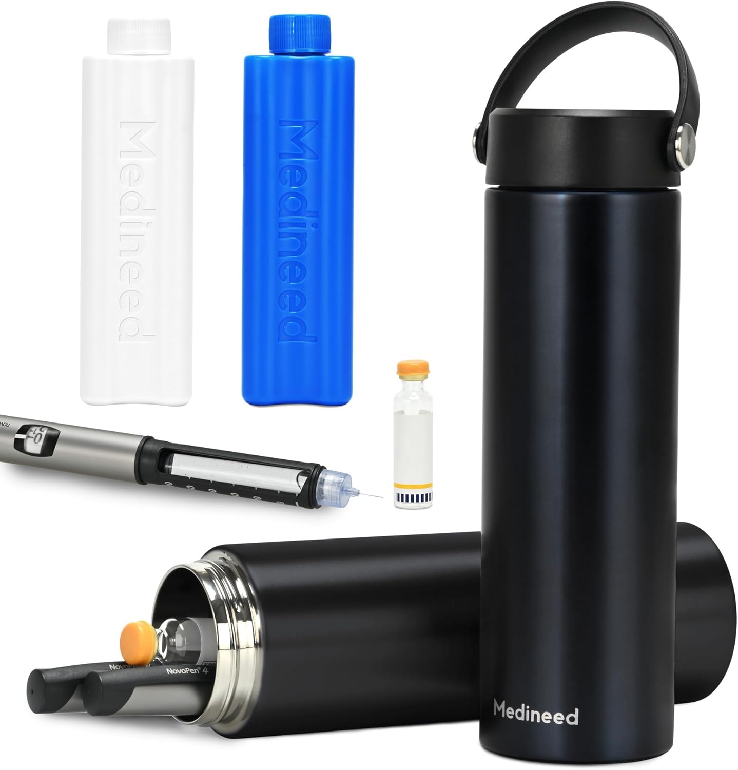 Insulin Cooler Travel Case TSA Approved, Refrigerated Medicine Case with Ice Packs, 60H 3 Pens Medicine Travel Cooler for Diabetes, Medication Organizer for Diabetic Supplies Carrying (Black)