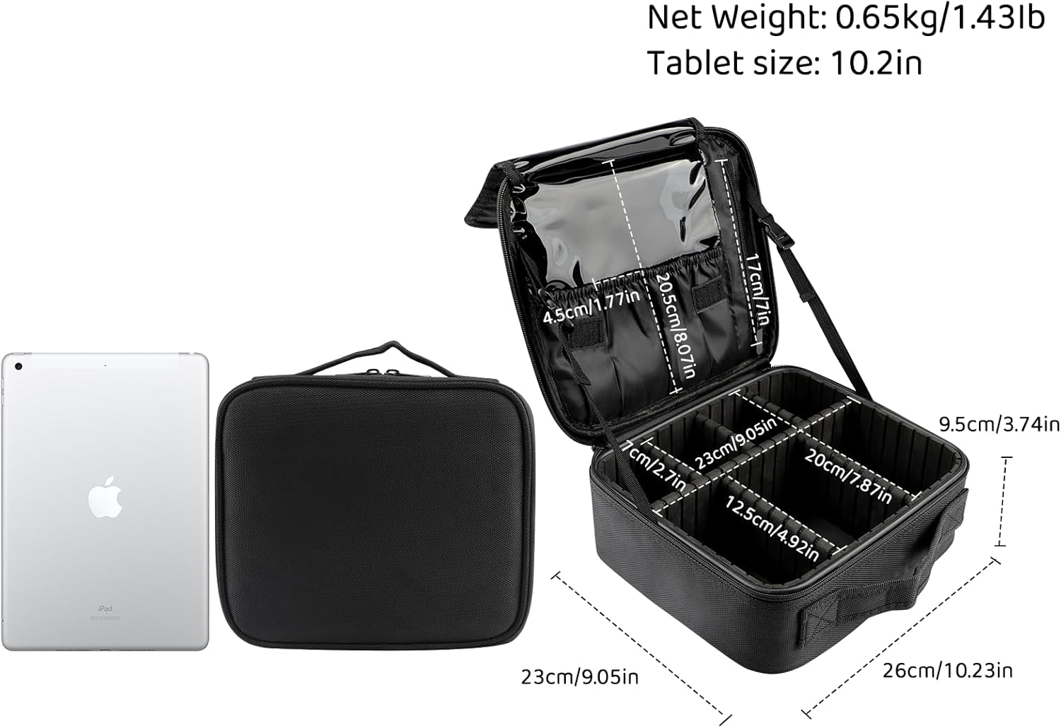 JOURMON Travel Makeup Bag, Large Capacity Cosmetic Train Case for Women Portable Pouch Open Flat Artist Brushes Toiletry Jewelry Digital Organizer Storage Bag with Adjustable Dividers