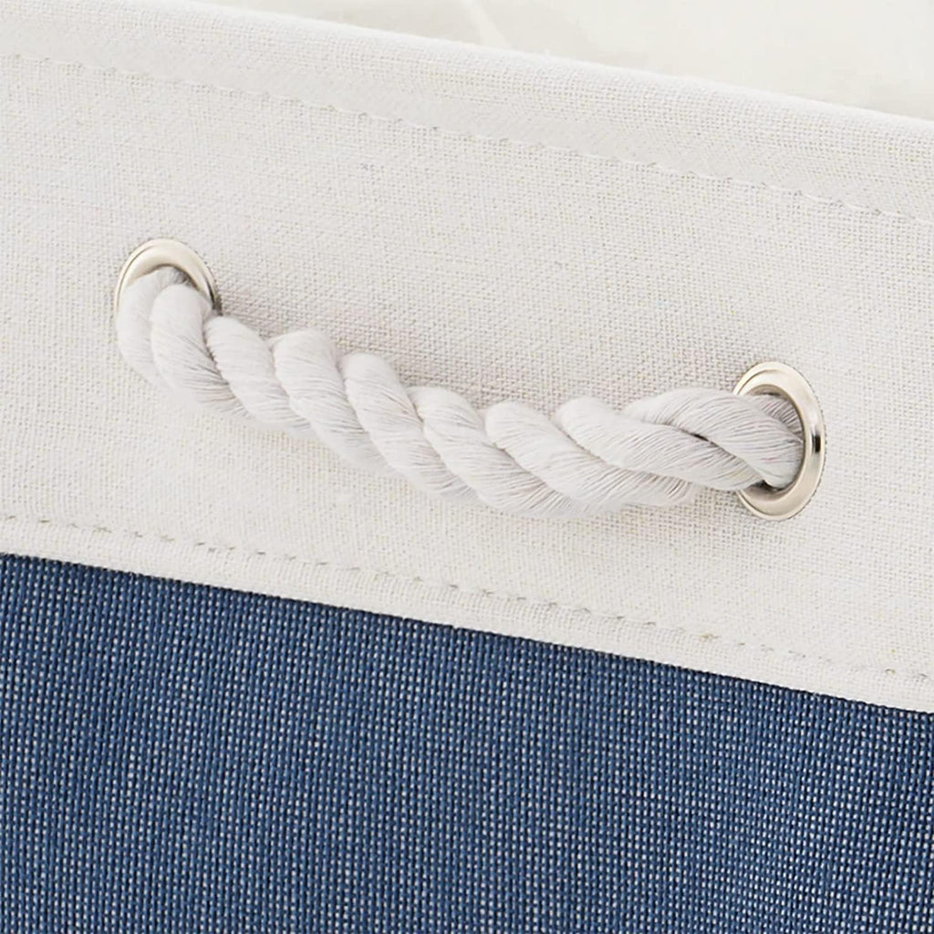 TheWarmHome Storage Bins for Shelves - 1 Pack 15.7x11.8x8.3 inch Fabric Storage Cubes, Storage Basket for Organizing Gift Laundry Cloth Toy Room (White & Jean Blue)