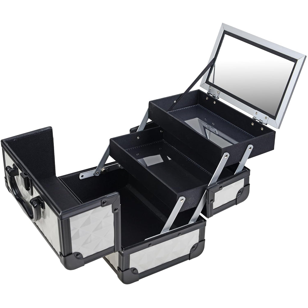 SHANY Chic Makeup Train Case Cosmetic Box Portable Makeup Case Cosmetics Beauty Organizer Jewelry storage with Locks, Multi trays Makeup Storage Box with Makeup Mirror - Peaceful