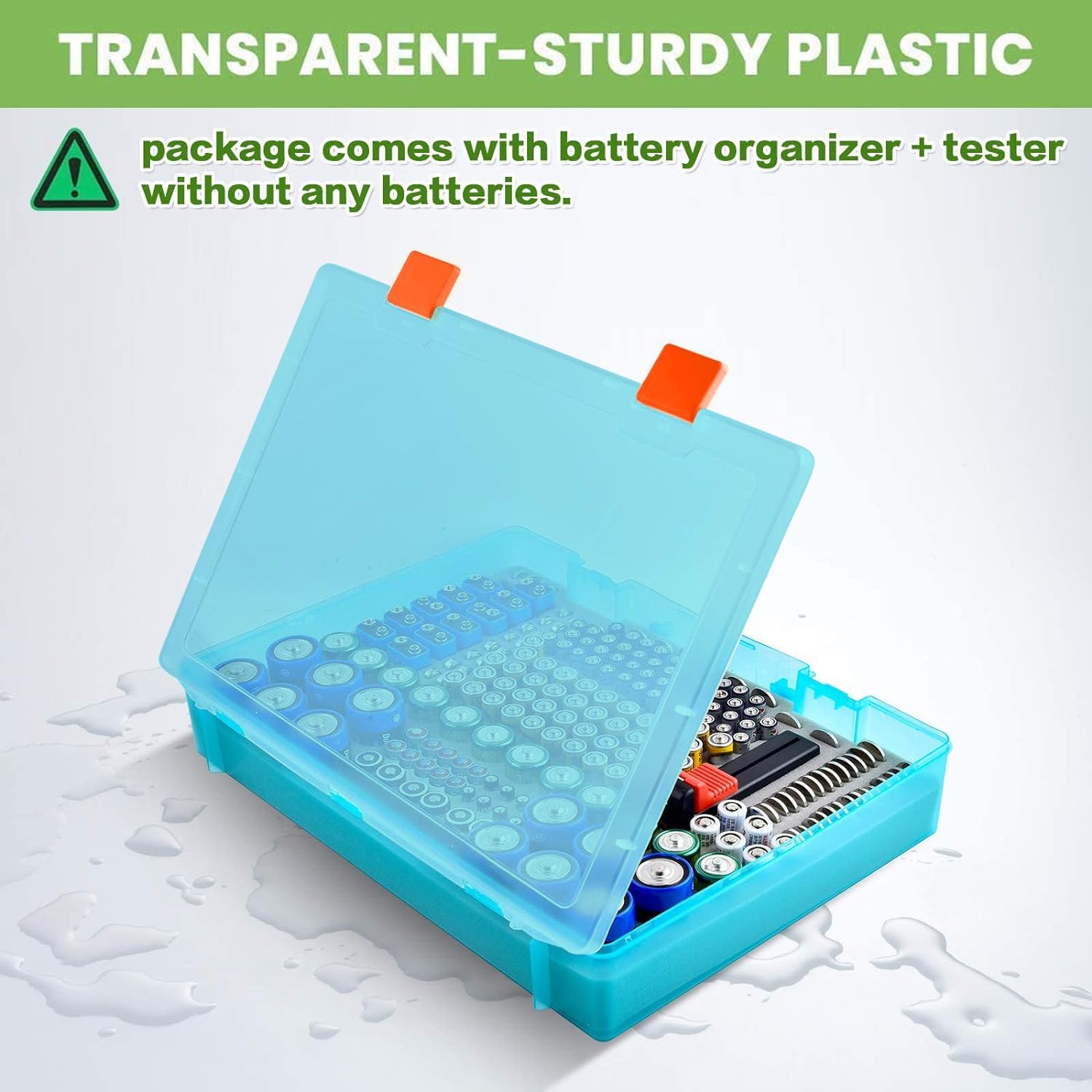 Battery Organizer Storage Holder- Batteries Case Containers Box with Tester Checker BT-168. Garage Organization Holds 225 Batteries AA AAA C D Cell 9V 3V Lithium LR44 CR2 CR1632 CR2032 (Green)