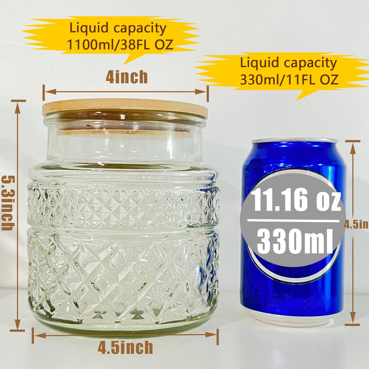 Viovian Vintage Glass Jar with Lid Spoon 38 OZ Round Thick Glass Storage Jars Airtight Lids Clear Decorative Canister Container for Food Candy Cookie Sugar Coffee Tea Nuts Snack Dog Treat Vase