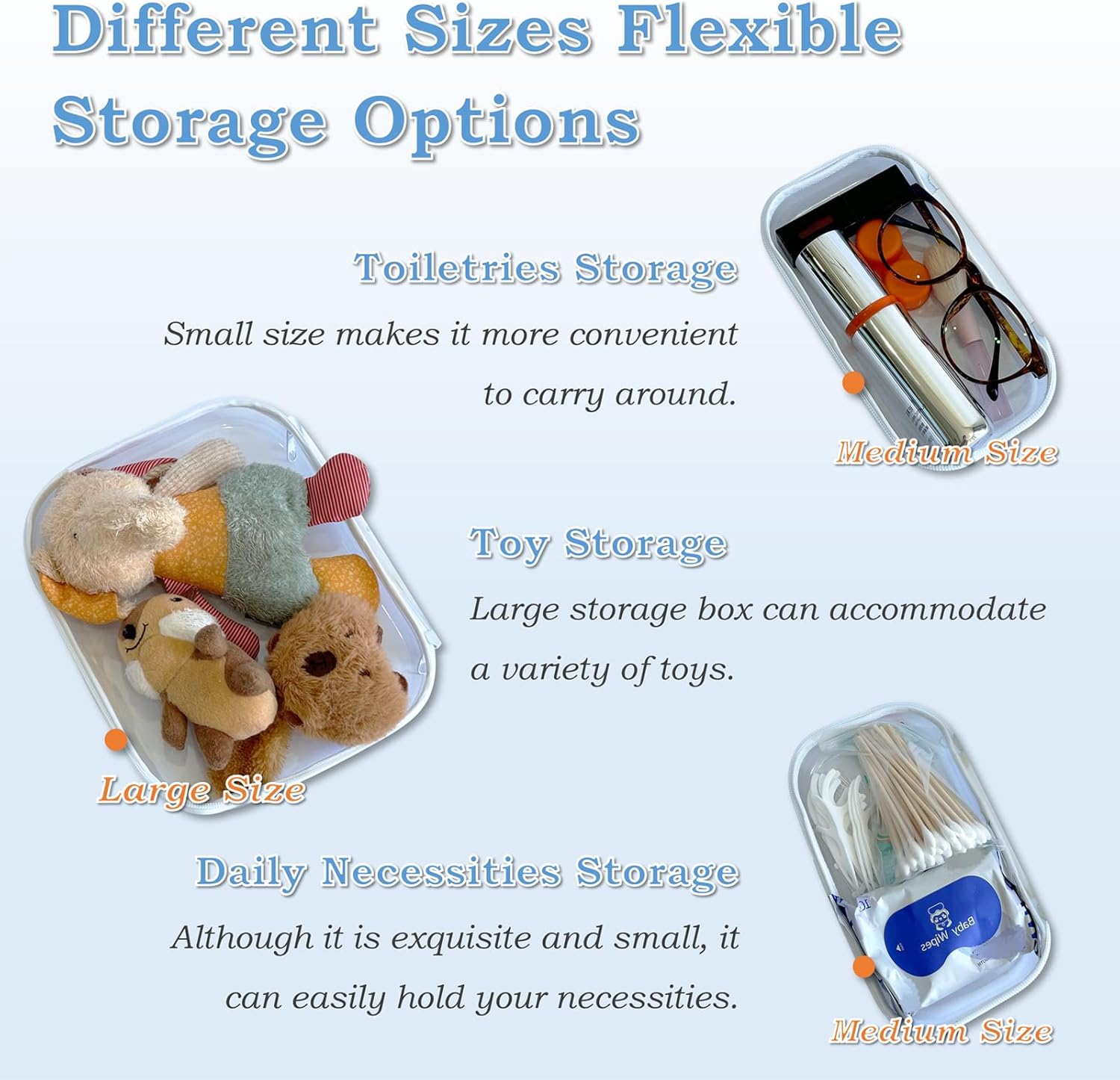 Clear Hard Zipper Case for Storage, Durable Clear Zipper Pouches, Hard Plastic Zippered Pouch for Snacks Toy Travel Organizer