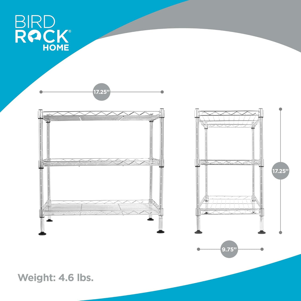 Internet's Best 3-Tier Compact Wire Utility Shelving Unit - Adjustable Storage Rack for Kitchen, Bathroom, Pantry, Laundry, Cabinets - Durable Chrome Steel - Shelving for Under Sink Organization