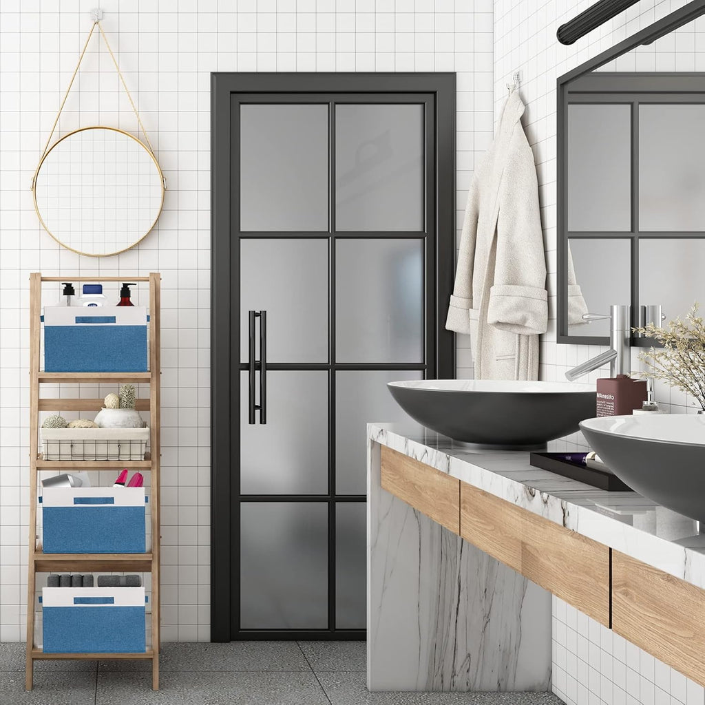 GhvyenntteS 6 Pack Fabric Storage Bins, 15x11x9.6 inch Closet Storage Bins for Shelves with 3 Handles, Foldable Storage Baskets for Shelves, Sturdy Closet Organizers and Storage Boxes, Blue