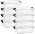 Superio Clear Storage Boxes with Lids, 1.27 Quart Plastic Container Bins for Organizing, Stackable Crates, BPA Free, Non Toxic, Odor Free, Organizers for Home, Office and Dorm, 8 Pack