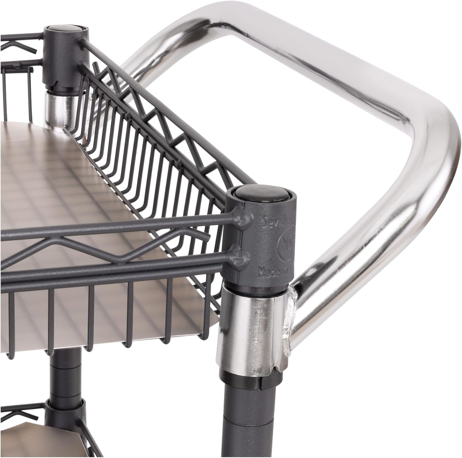 Seville Classics UltraDurable NSF Commercial Heavy Duty Metal Rolling Utility Cart, w/Steel Shelves, Handle Bar for Garage, Warehouse, Kitchen, Office, Deep Top Basket (34.75" W x 20.25" D), Graphite
