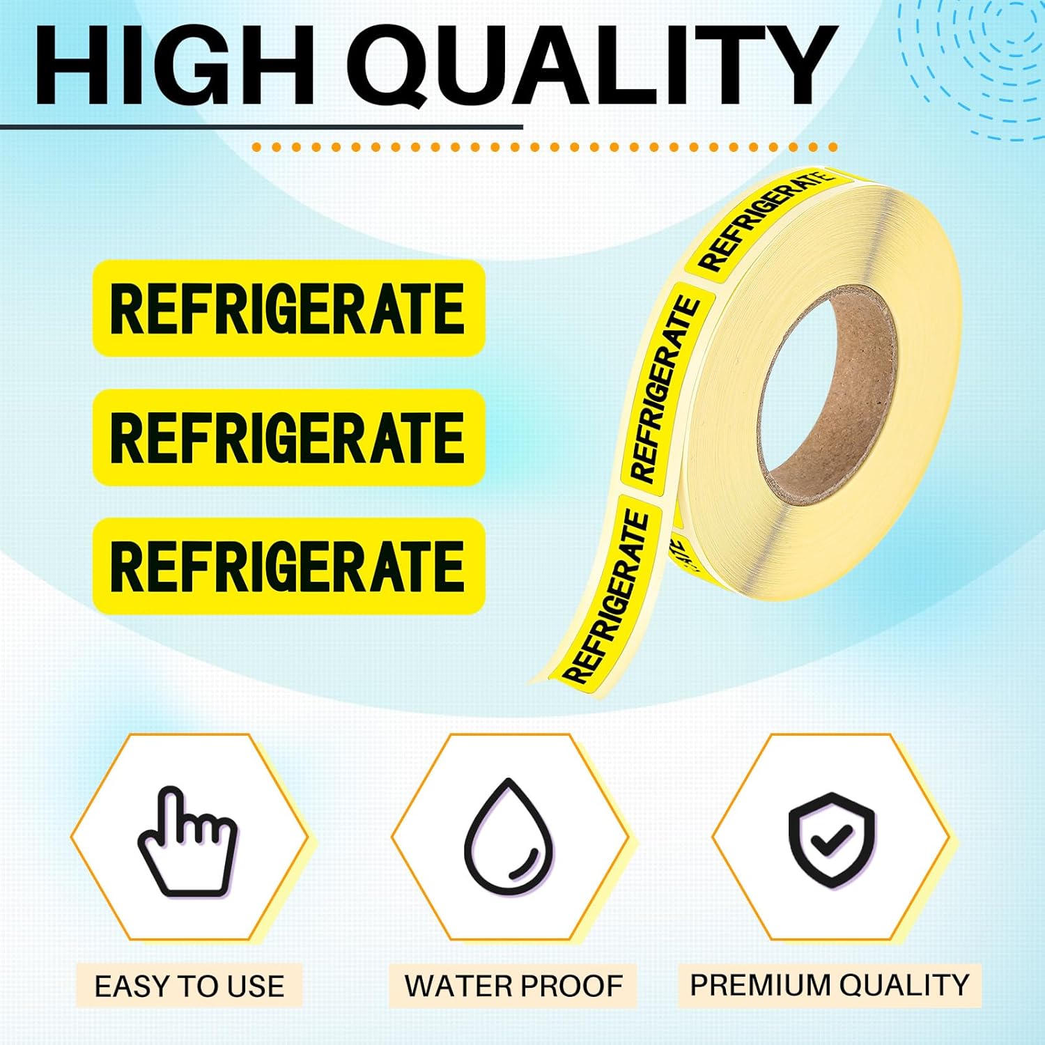 1000 Pcs Keep Refrigerated Stickers 0.39" x 1.57" Pharmacy Sticker Medical Label Veterinary Auxiliary Sign Waterproof Freeze for Medicine Pill Syringe Food Candy Meat Mailing(Yellow)