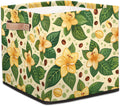 TropicalLife 13x13x13 Inch Large Fabric Storage Cube Yellow Flower Foldable Storage Bin with Handles Organizer Boxes Cube Basket for Shelves Organizing Closet