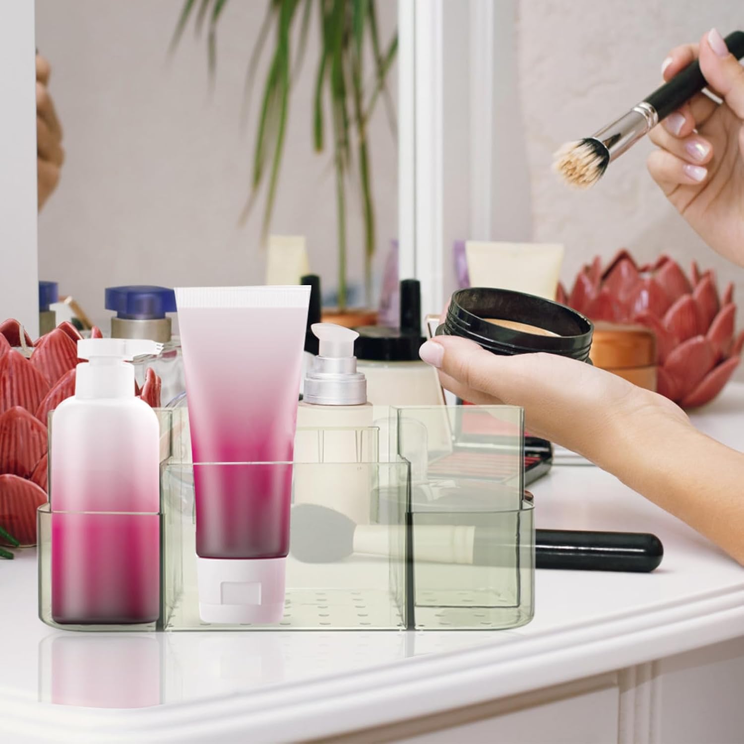 Wall-mounted Cosmetic Organizer Box Hanging Holder for Makeup Tools Storage Space-saving Multifunctional Makeup Storage Box for Bathroom and Living Adhesive Design