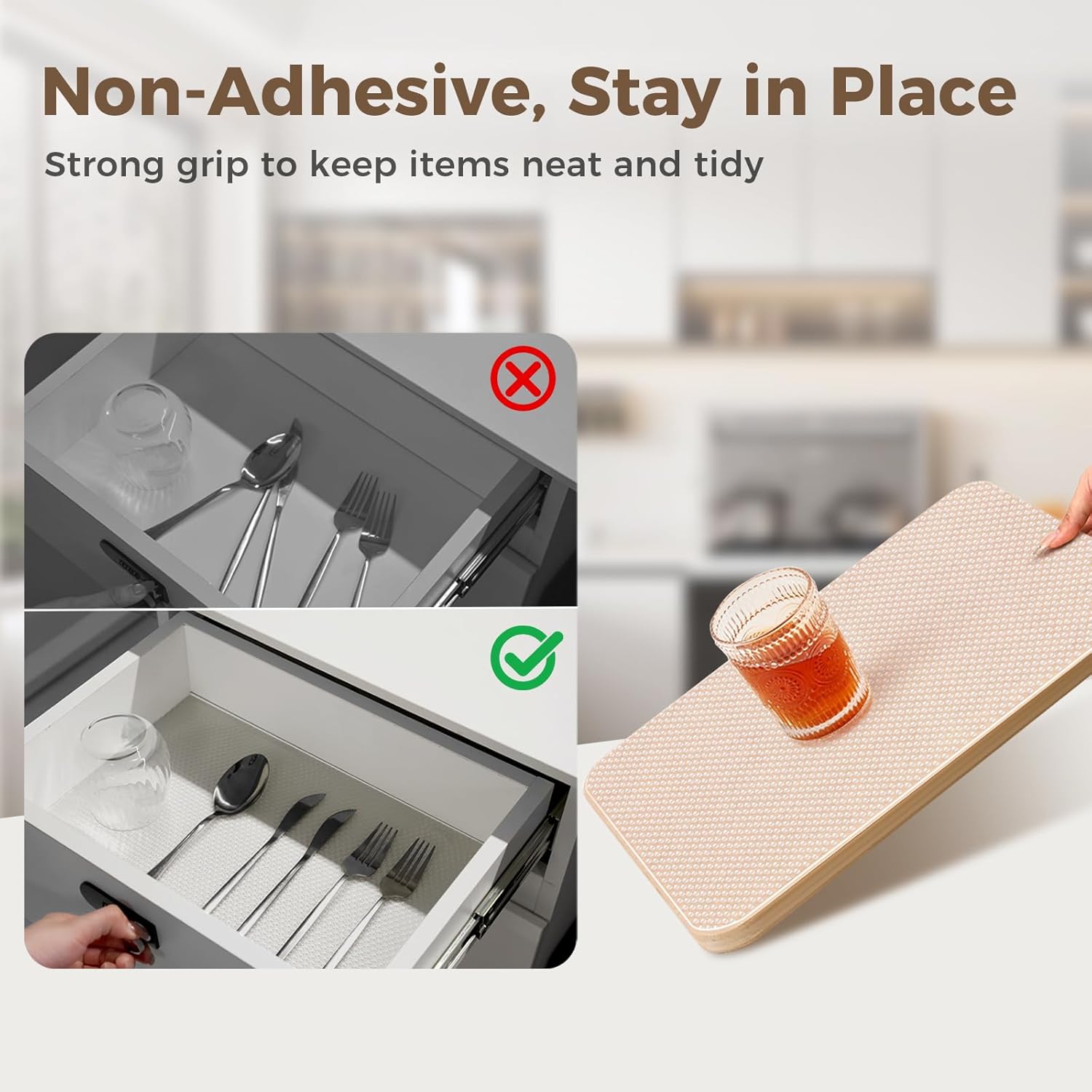 100% EVA Shelf Liner for Kitchen Cabinet, 20" x 240" Drawer Liners Non Adhesive Non Slip Waterproof Plastic Paper, Dresser Pantry Bathroom Refrigerator Protector, Clear