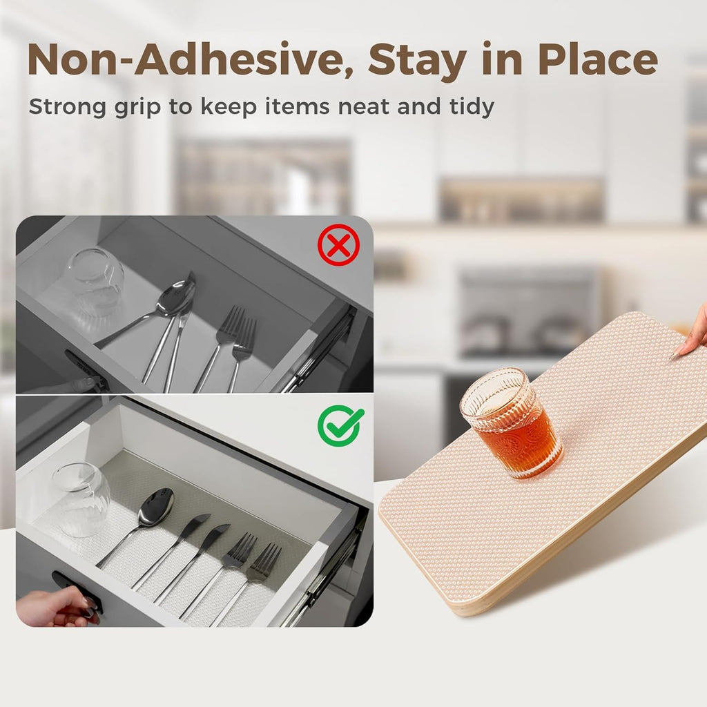 100% EVA Shelf Liner for Kitchen Cabinet, 20" x 360" Drawer Liners Non Adhesive Non Slip Waterproof Plastic Paper, Dresser Pantry Bathroom Refrigerator Protector, Clear