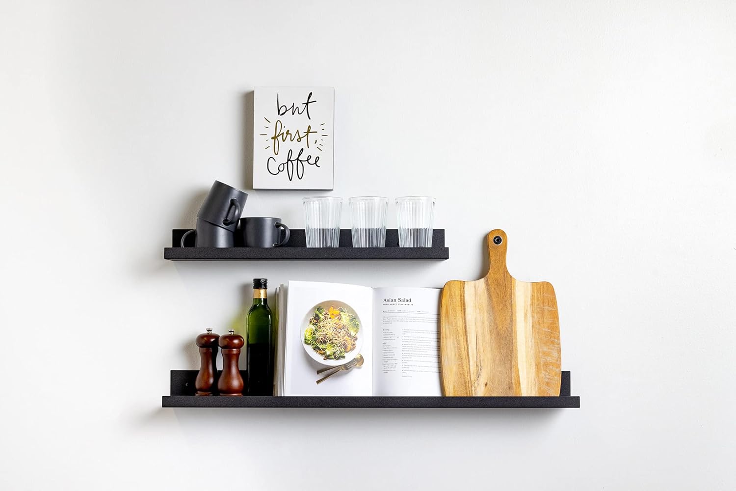 Infinite Design 24" Metal Floating Wall Shelf | Modern Black Powder-Coated Steel Ledge, Made in USA | Wall-Mounted Shelf for Living Room, Kitchen, Bathroom, Bedroom or Office