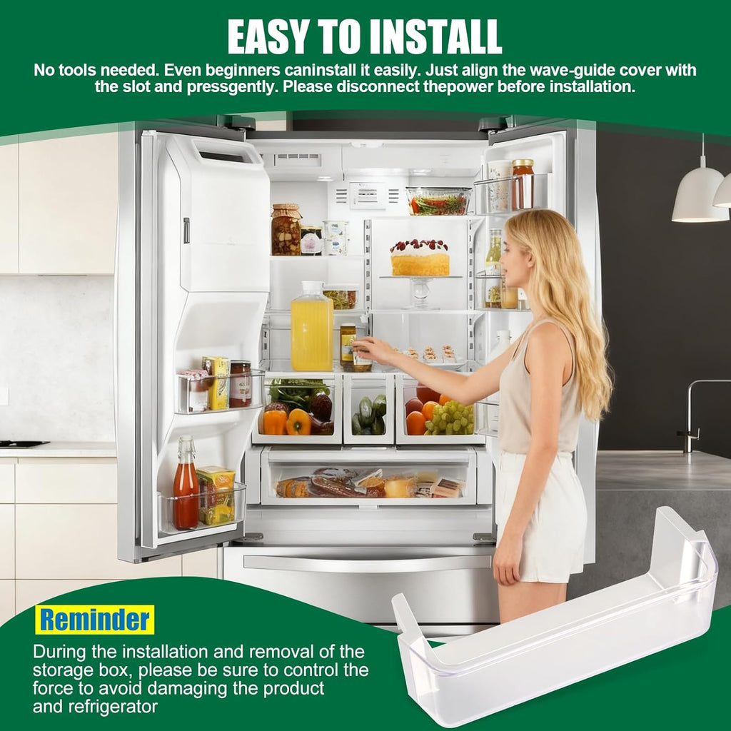 WPW10555822 Refrigerator Door Half Shelf Bin Compatible with Whirlpool WRF736SDAM12 WRF736SDAB12 WRF736SDAF12, W10555822 Fridge White Transparent Door Box Replace AP6022900 3021867 PS11756237