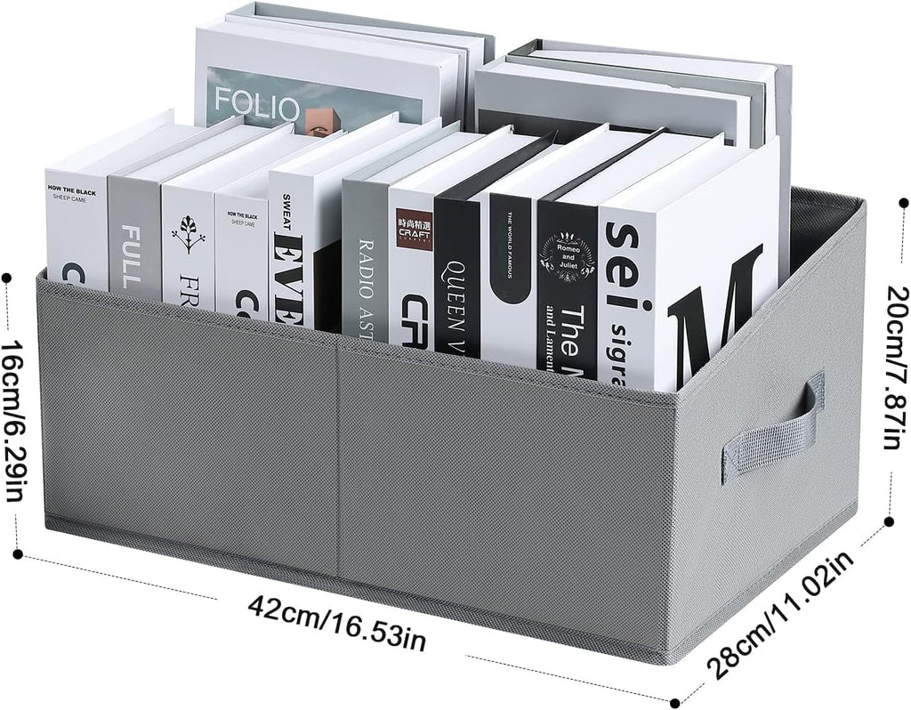 DIMJ Closet Storage Bins, 3 Pack Storage Baskets for Shelves, Foldable Closet Organizer with Handle, Linen Closet Organizers and Storage for Clothes, Toys, Towel, Books (Grey)