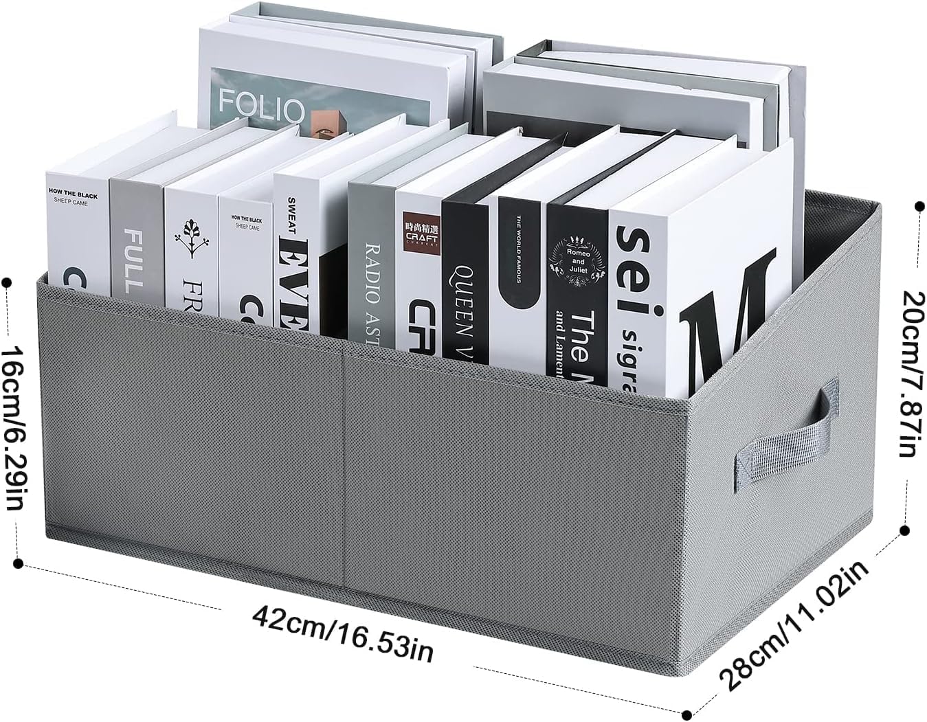 DIMJ Closet Storage Bins, 3 Pack Storage Baskets for Shelves, Foldable Closet Organizer with Handle, Linen Closet Organizers and Storage for Clothes, Toys, Towel, Books (Grey)