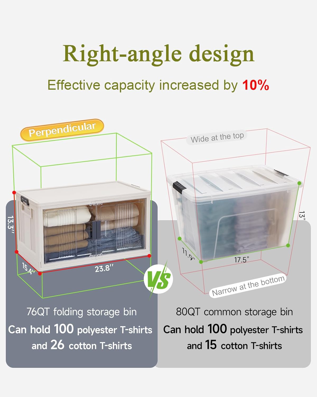 OlarHike 76QT Stackable Storage Bins with Lids - Folding Storage Box with Doors and Wheels, Collapsible Plastic Storage Bins for Closets, Home Organizers, 3 Pack Cubes (Warm Gray)