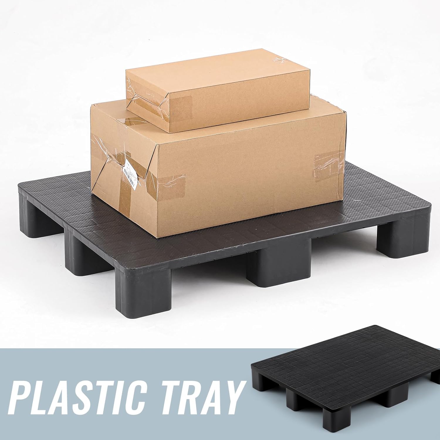 1 Pcs Plastic Pallet for Basement Storage Easy Stack Lightweight Floor Pallet Display Flooring Room Supermarket Christmas, Support up to 2000 Lbs (31.5'' L X 24'' W X 4.7'' H,Black)