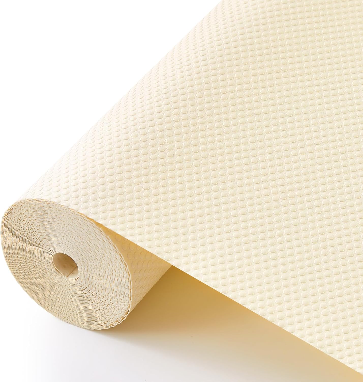 100% EVA Shelf Liner for Kitchen Cabinet, 12" x 240" Drawer Liners Non Adhesive Non Slip Waterproof Plastic Paper, Dresser Pantry Bathroom Refrigerator Protector, Cream