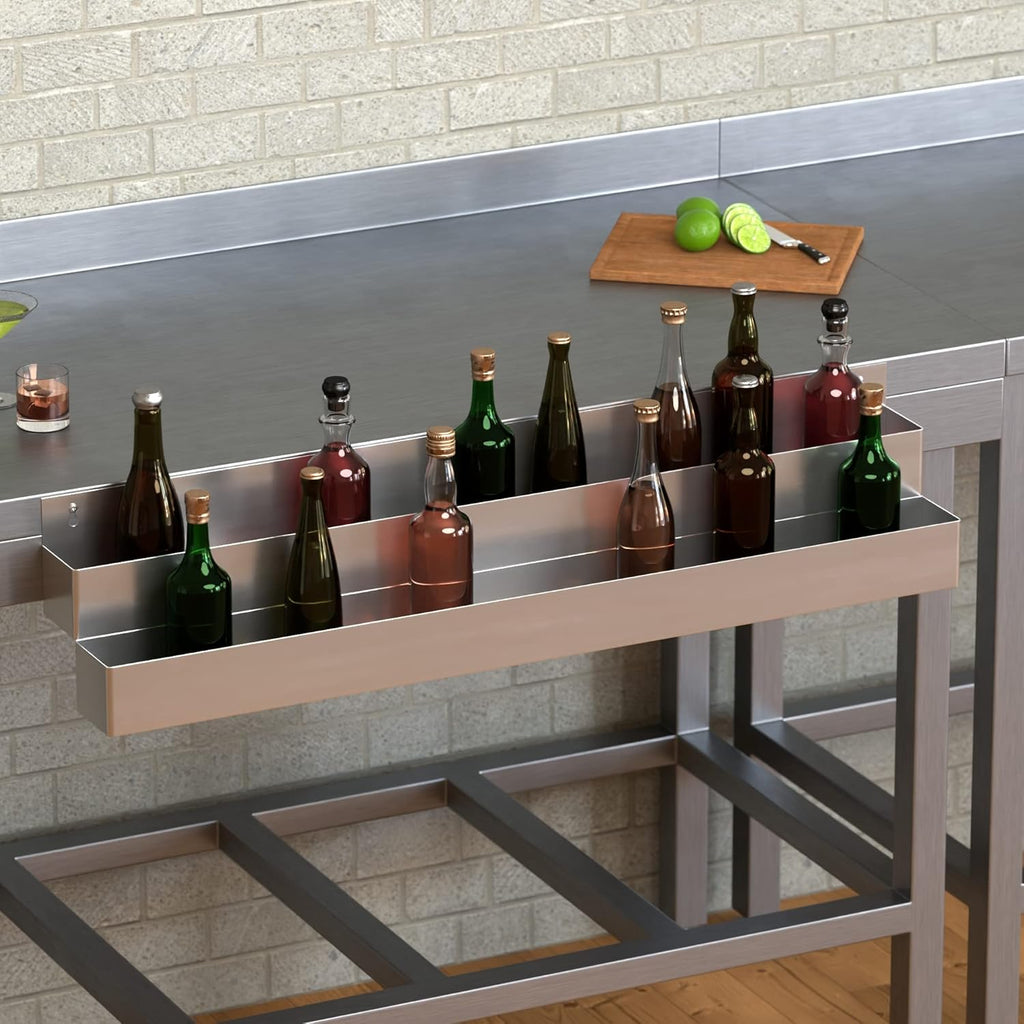 Stainless Steel Double Tier Speed Rail, Liquor Rack, Speed Rack, Bottle Holder - 48 Inch
