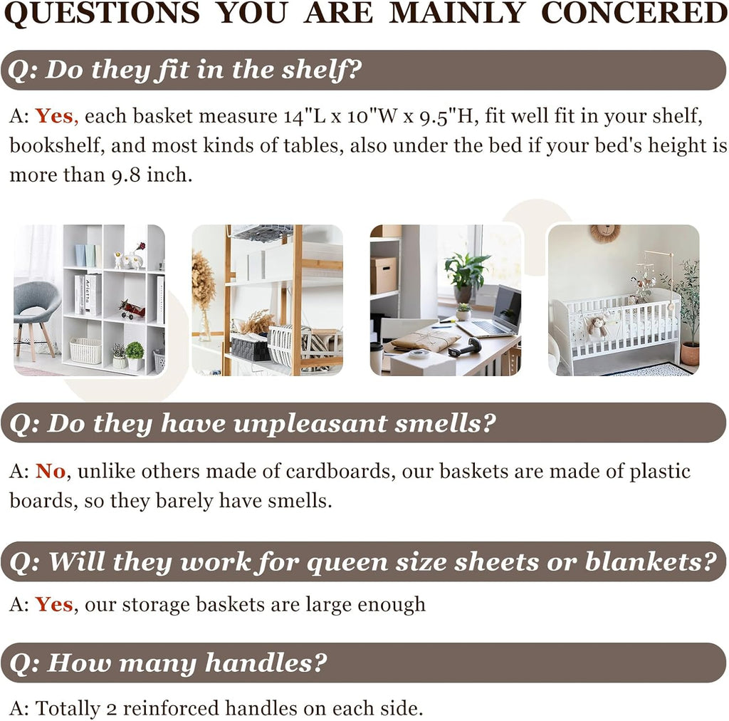 Criusia 12 Pack Large Storage Baskets for Shelves | Fabric Closet Organizers and Storage Bins with Handles for Home Organization | Decorative Collapsible Basket for Organizing Clothes Toy Nursery