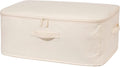 Decorative Basket Rectangular Fabric Storage Bin Organizer Basket with Handles for Clothes Storage (24 x 15.7 x 9, Beige)