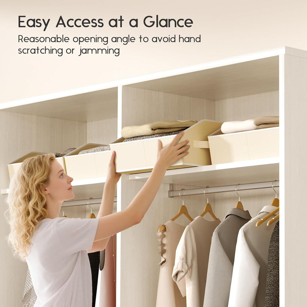 Large Closet Organizers and Storage Bins - 10 Pack Trapezoid Storage Baskets for Shelves, Foldable Fabric Basket with Handles Ideal for Closet, Basket, Wardrobe and Shelf Storage, Light Grey