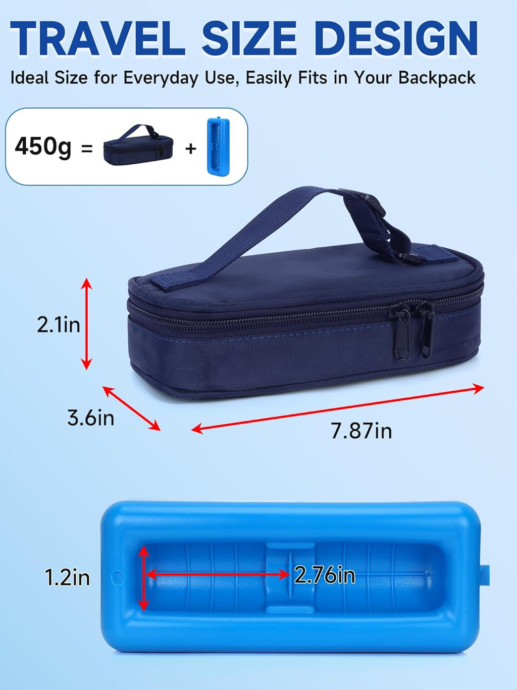 Insulin Vial Cooler Travel Case – Diabetic Travel Case TSA Approved, Medicine Cooler for Travel Tsa Approved, Portable Mini CoolerCase with Protective Ice Brick (blue)