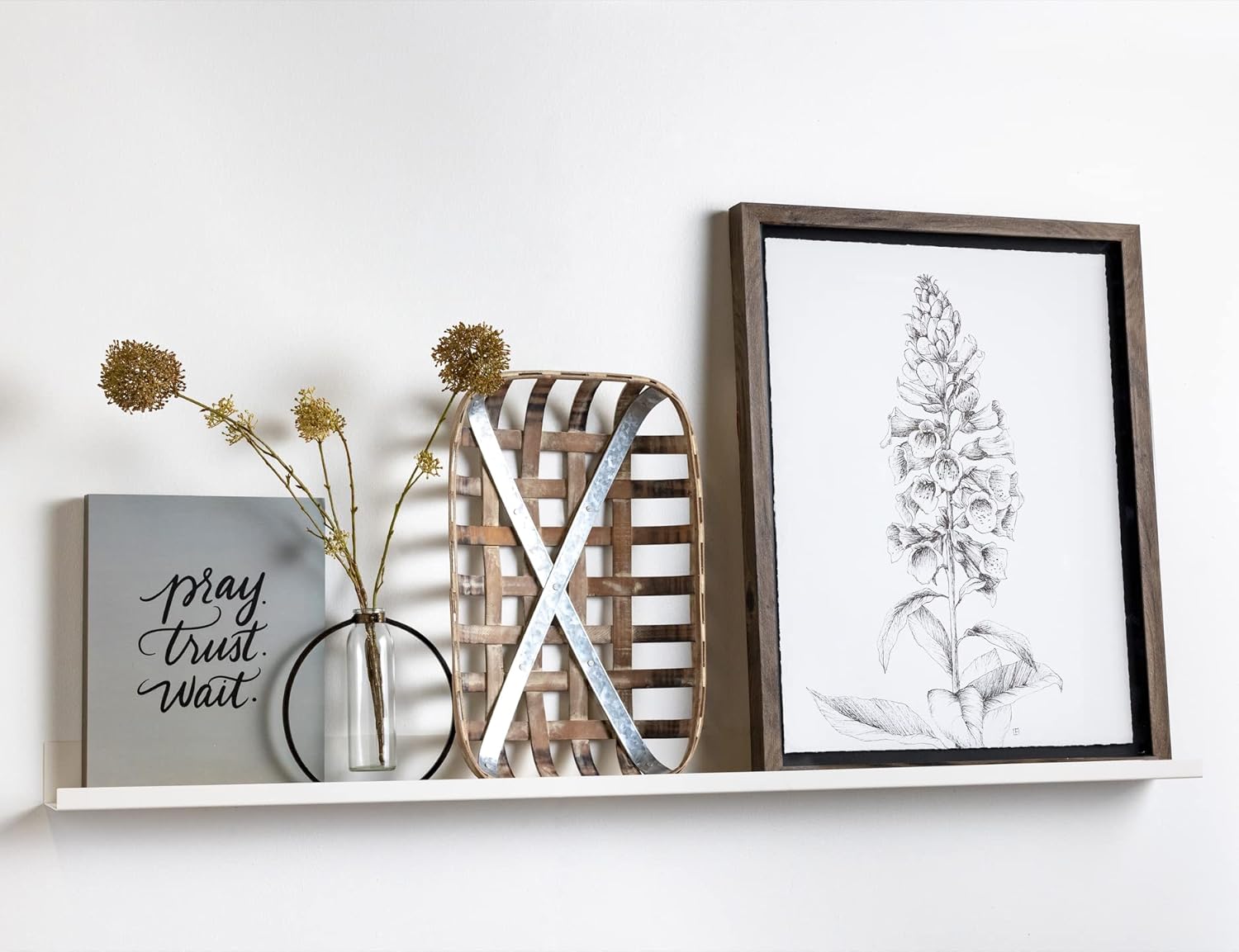 Infinite Design 60" Metal Floating Wall Shelf | Modern White Powder-Coated Steel Ledge, Made in USA | Wall-Mounted Shelf for Living Room, Kitchen, Bathroom, Bedroom or Office