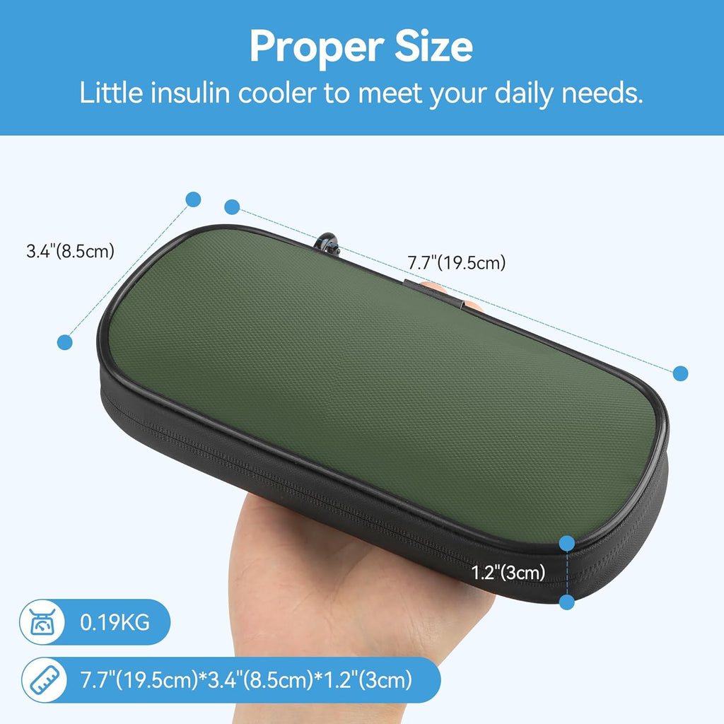 Insulin Travel Case Diabetic with 2 Reusable Ice Packs for Insulin Pen and Other Diabetic Supplies, Insulin Cooler Travel Case for The Daily Life and Trip, Green with Gray