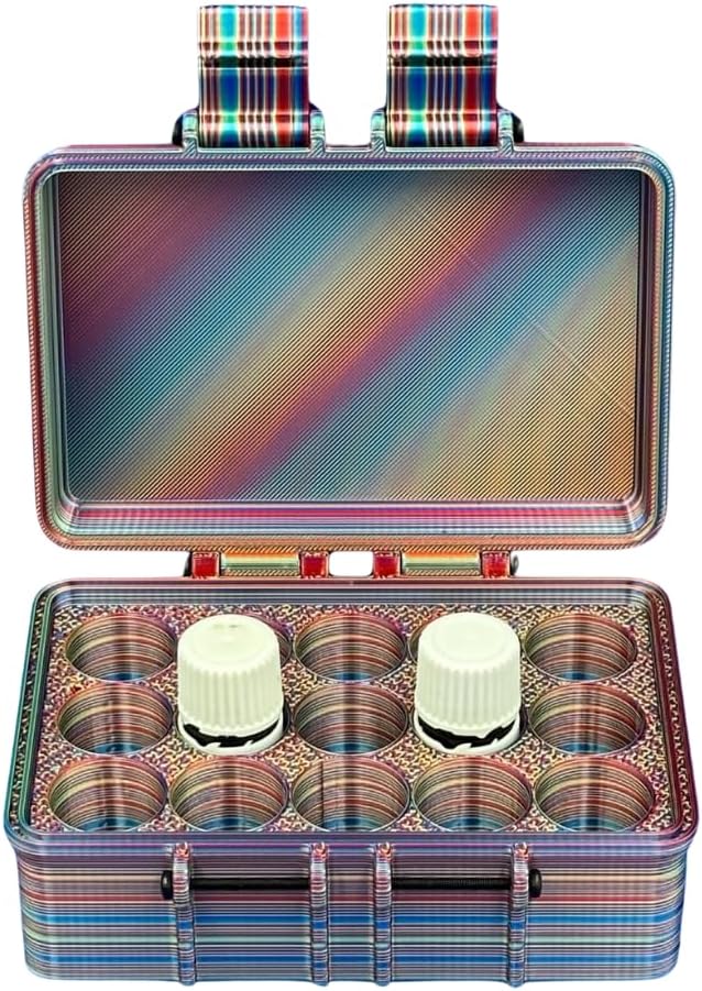 3D Printed Essential Oils Storage Case Compatible with Young Living 5ml Essential Oils - 5ml Bottle Storage Box with 15 Slots - Essential Oil Carrying Case, 16mm Max Diameter, 35mm Max Height